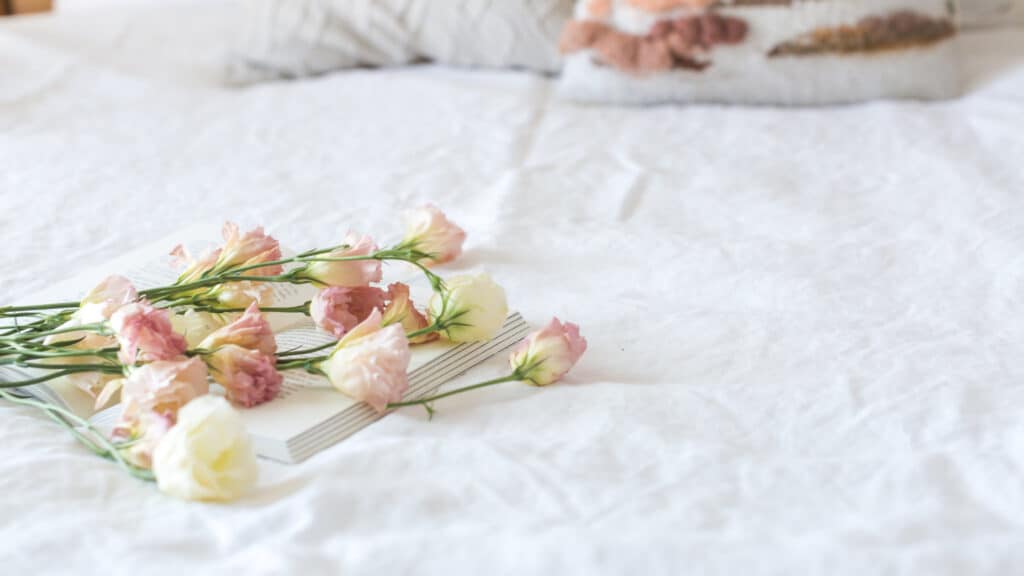 flowers on bed