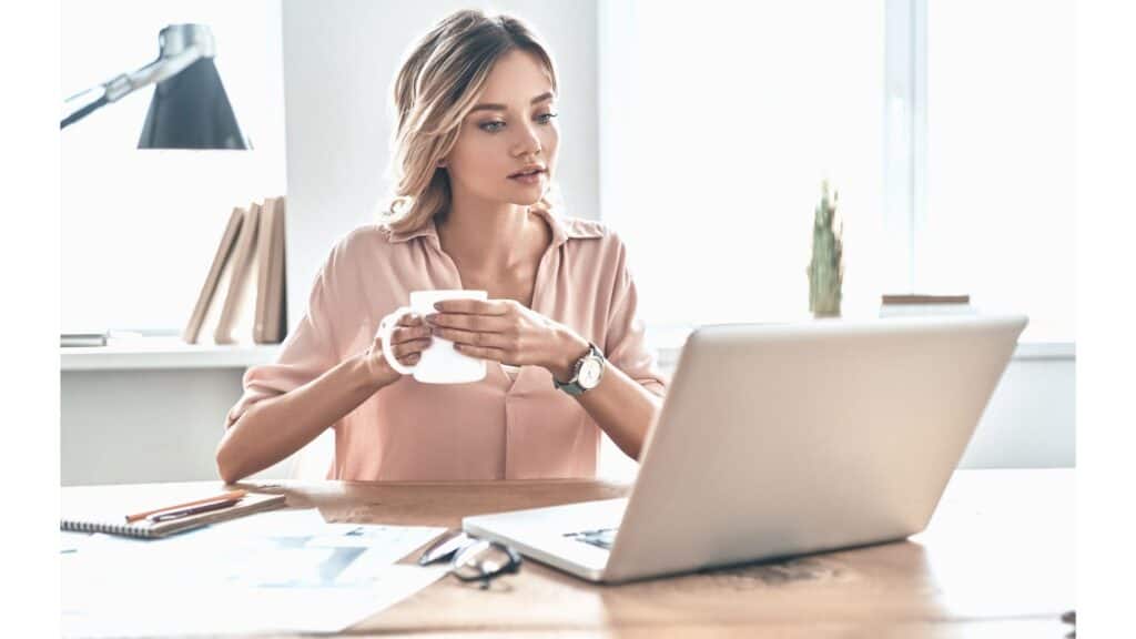 Elegant woman with laptop learning